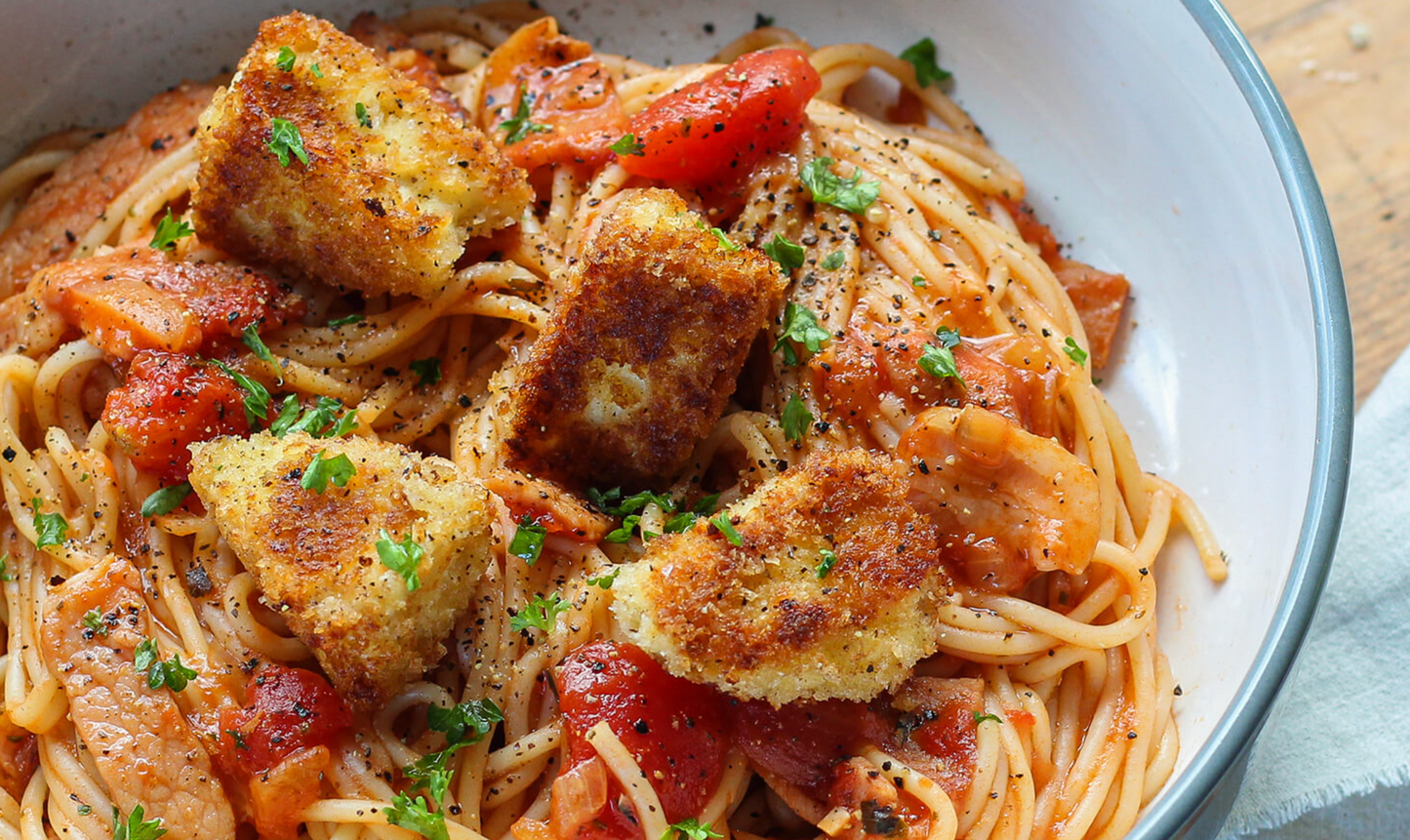 Bacon Marinara and Breaded Goat’s Cheese