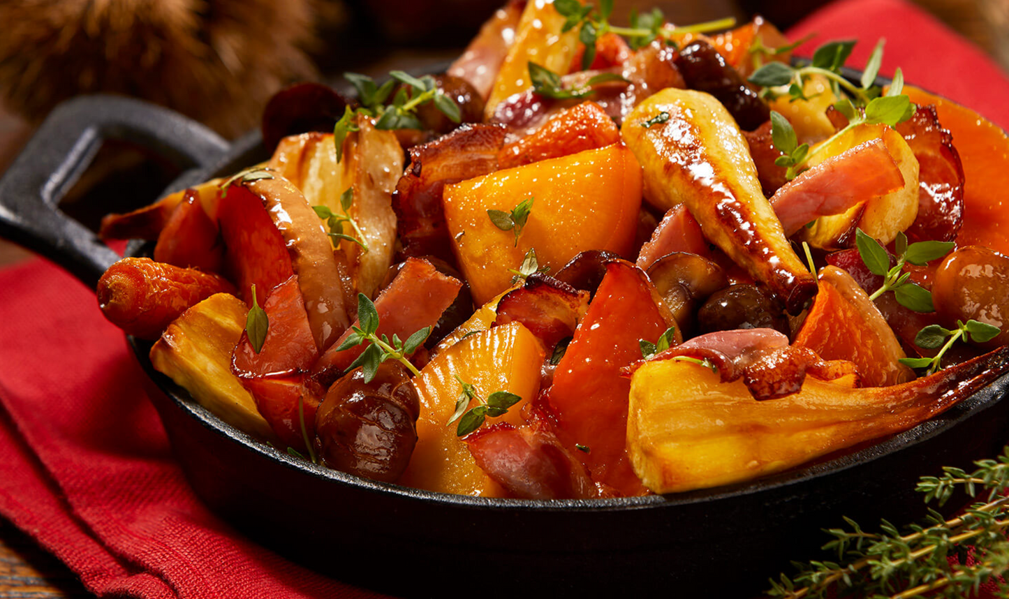 Roasted Vegetables with Honey, Chestnuts and Thyme