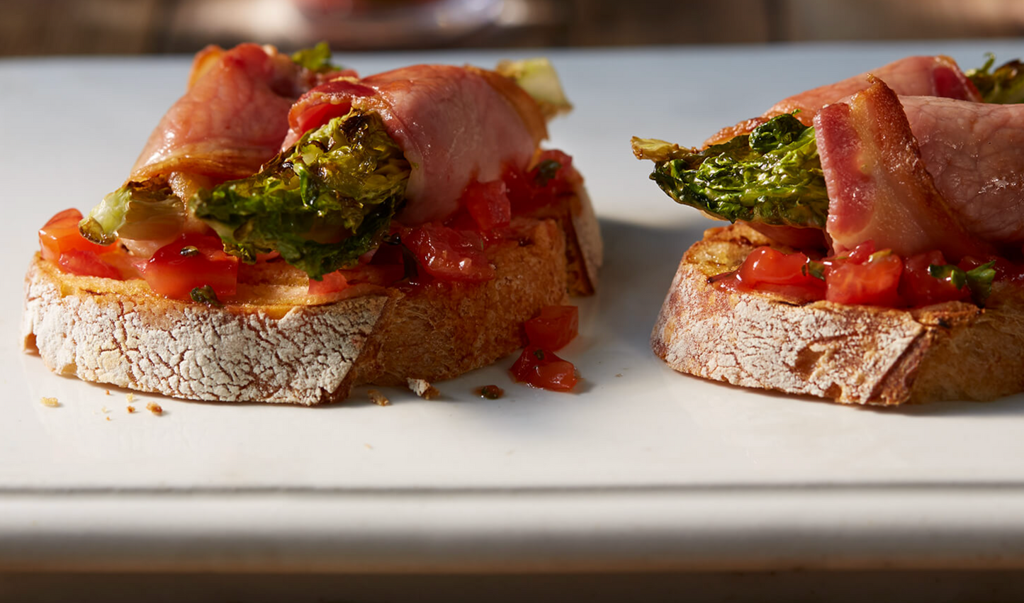 Smoked Back Bacon BLT Crostini