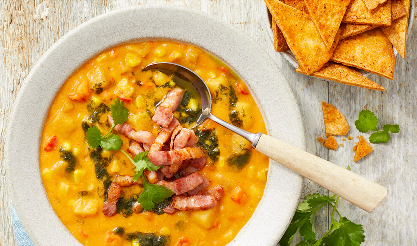 Spicy Sweetcorn and Denhay Bacon Chowder