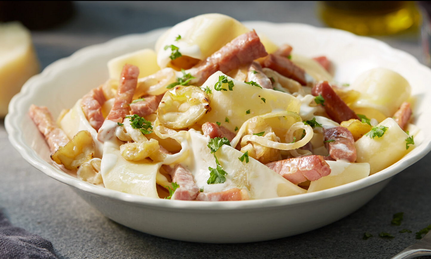 Unsmoked Gammon Steak and Chestnut Pappardelle